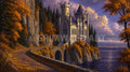 Autumn Castle of Silvermere – Fantasy Castle Wall Art