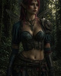 GRID THUMBNAIL — Pink-haired fae warrior with gossamer wings and ornate teal armour stands in a shadowy forest, dappled twilight light across her focused expression.