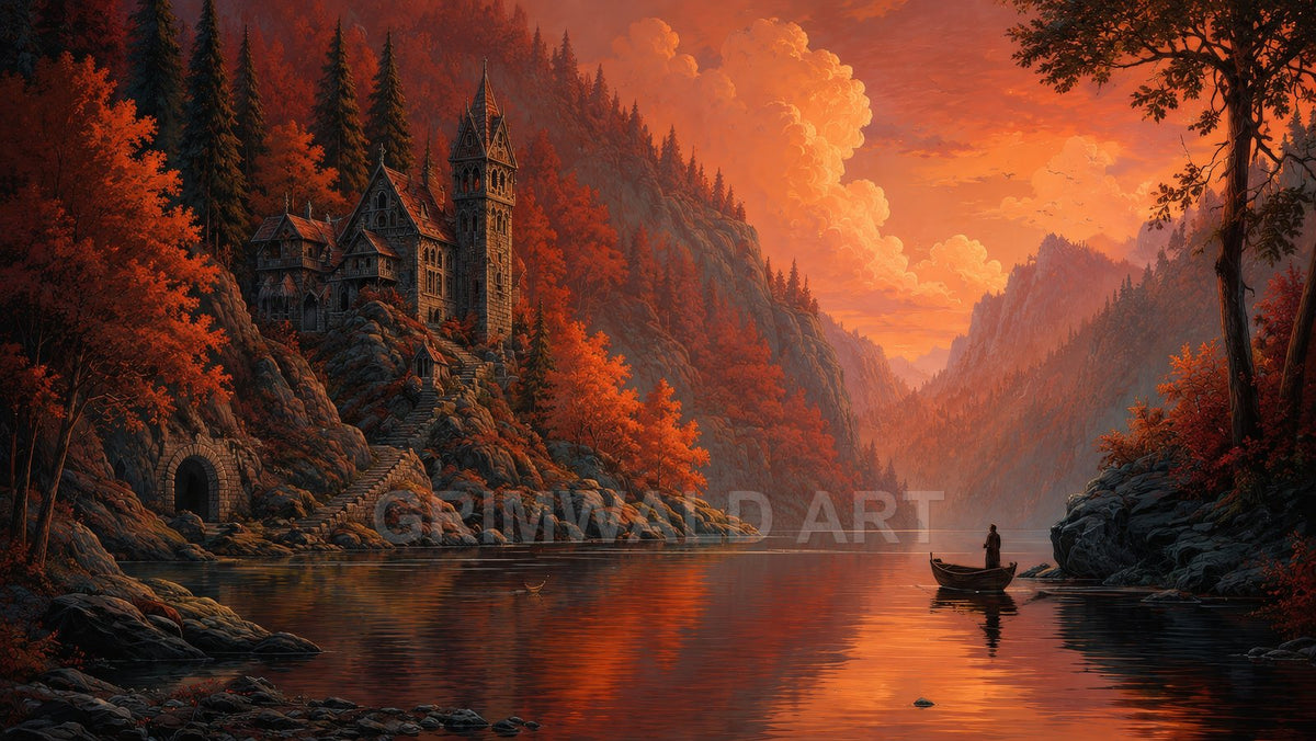 Russet Vale Abbey – Retro Fantasy Landscape Art